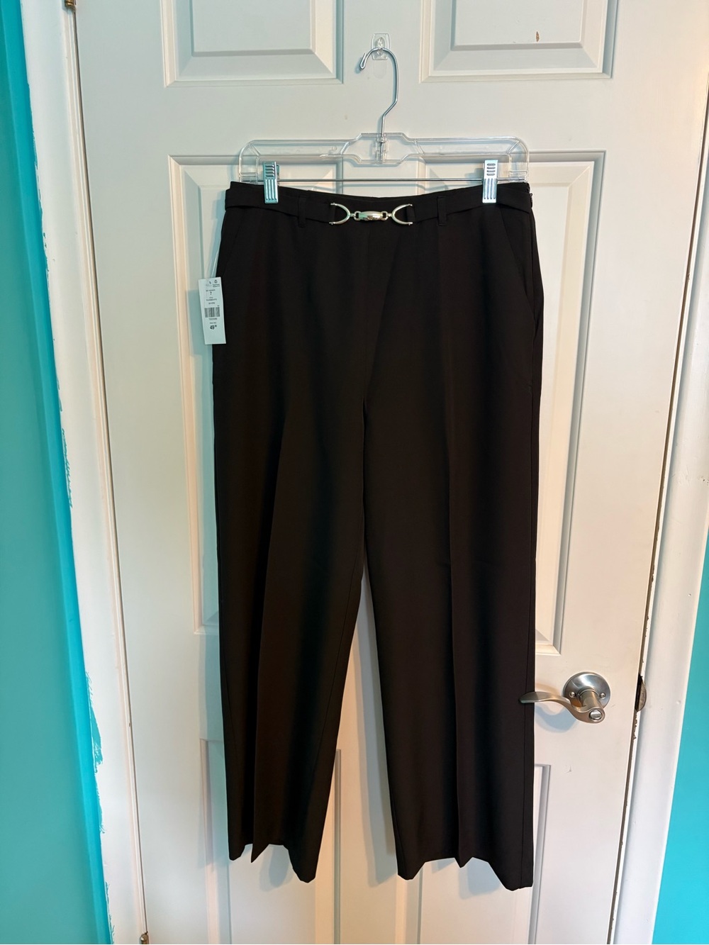 Black Dress Pants with Decorative Buckle